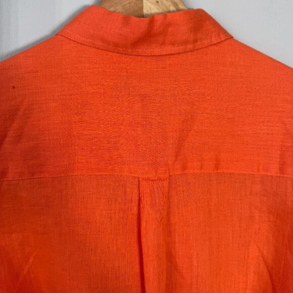 NWOT 100% Linen Button Up Shirt Dress Free Line Athens Women's Small Orange Chic - Picture 11 of 13